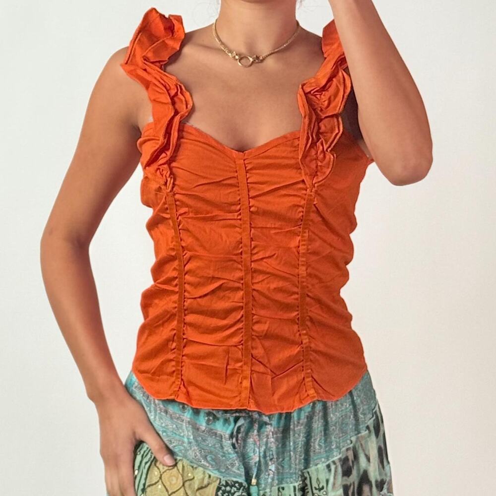 Orange Ruched Top L